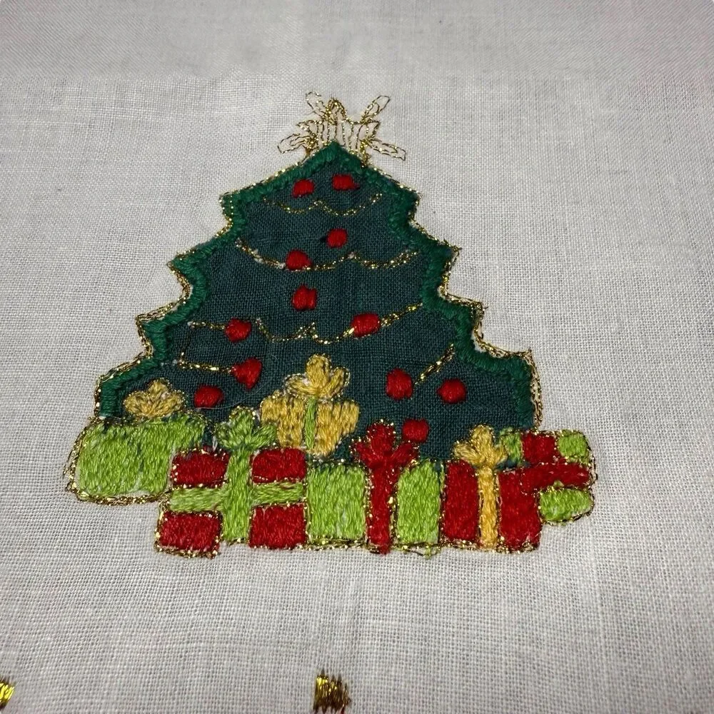 Vintage Lillian Vernon Christmas Tree Applique Tea Towels Set of 2 Guest Hand
